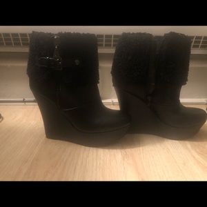 Black Wedge Boots by Guess